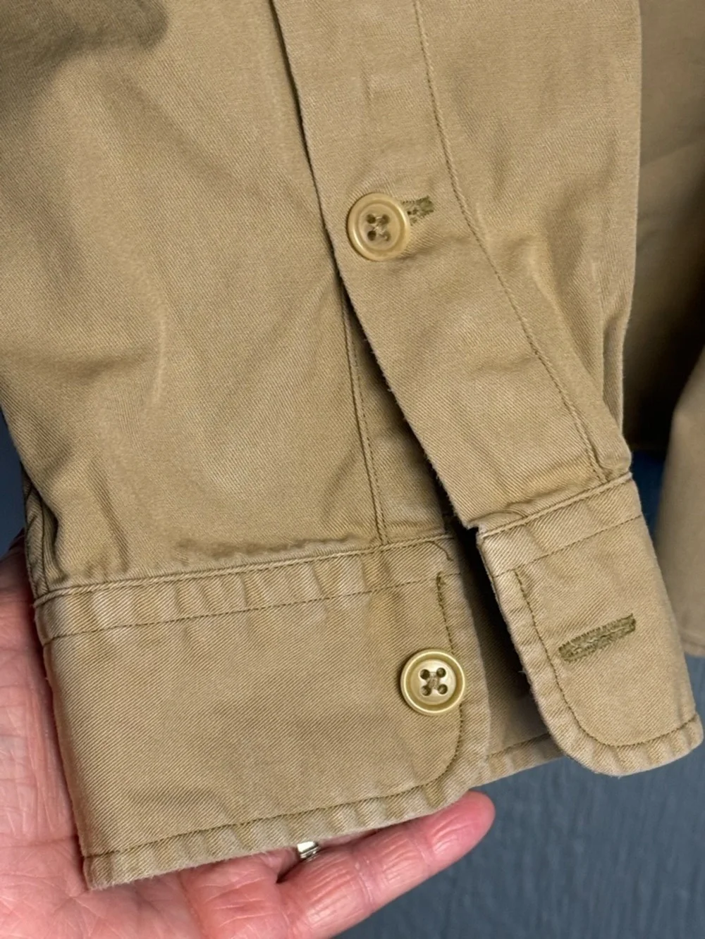 Vtg. Polo Ralph Lauren Khaki Tan Safari Utility Long Sleeve Button Up Shirt XXL